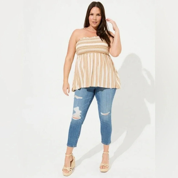 Torrid Ember Stripe Rayon Slub Smocked Tube Top Plus Size 3X NWT - Picture 9 of 9